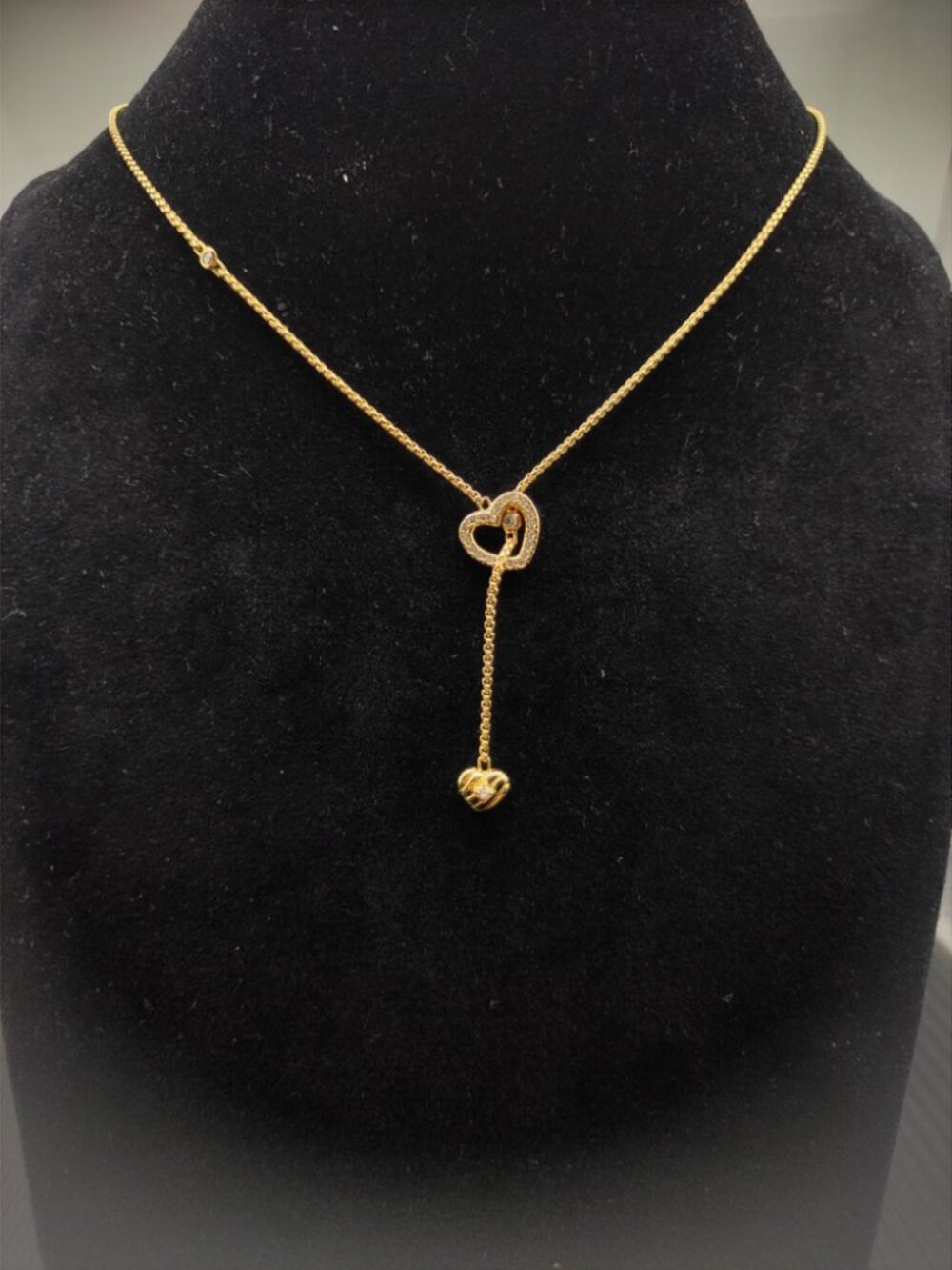 David Yurman Gold Double Heart Diamond Necklace